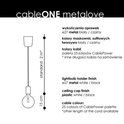 Lampa wisząca CABLE POWER - one metalove